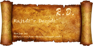 Rajtár Dezső névjegykártya